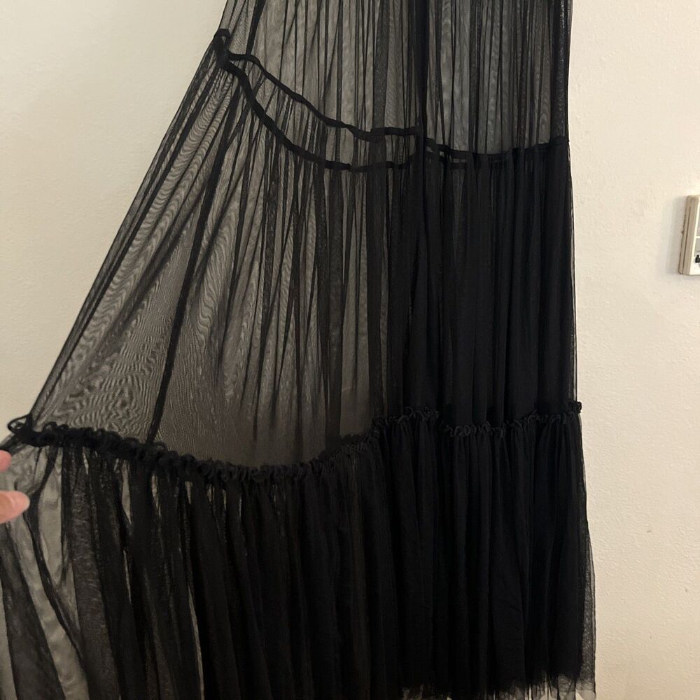 Kimchi Blue Urban Outfitters Sheer Maxi Tiered Short Sleeve Cover Up Dress SZ M - Picture 8 of 11